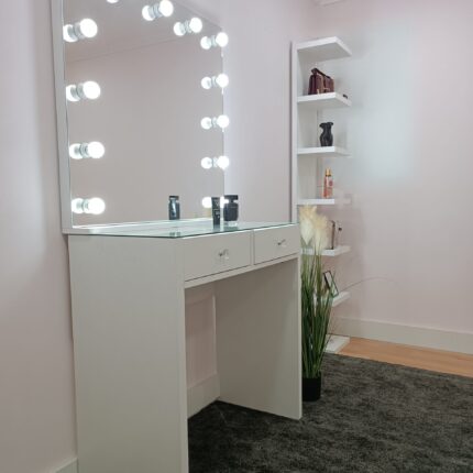 white makeup vanity