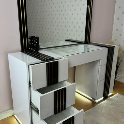 Bedroom Vanity with Mirror – 7 Drawers